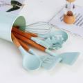 freemarketshop New 12 Pcs Wooden + Silicone Kitchen Utensils / Cooking Tools Set Kitchen Cooking Tools Stand Kitchenware Spatula Silicone Kitchen Utensils Set With Wooden Handles Heat Resistant -30 to 230 C.. 