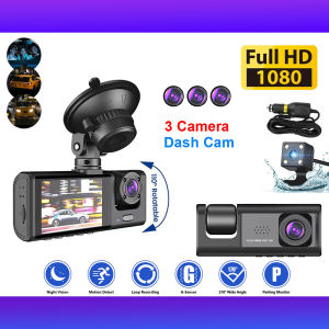 24 Hours Record 1080P FHD 3 Camera Dashcam for Car Front + Interior + Back / Rear Dash Cam Night Vision Parking Mode Car DVR Driving video Recorder 行车记录器 行车记录仪