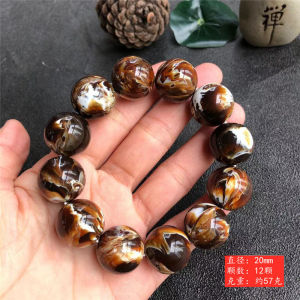 Amber Beeswax Hand String Demon Flower Cave Honey Beeswax Single Circle Mens and Womens Resin Beeswax Bracelet 缅甸根珀琥珀蜜蜡手串 妖花溶洞蜜圆珠蜜蜡 单圈男女款树脂蜜蜡手链
