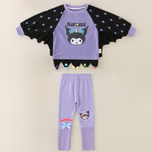 Christmas Gift Halloween Kawaii Sanrio Girl Kuromi Sweatshirt Kid Spring Autumn Bat Shirt Long Sleeve T Shirt Cosplay Anime Clothe cartoon Casual Pants