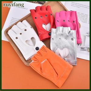 ruyifang ถุงมือหนัง PU 5นิ้วสำหรับผู้หญิงถุงมือเต้นรำเสาแสดงการขับรถ