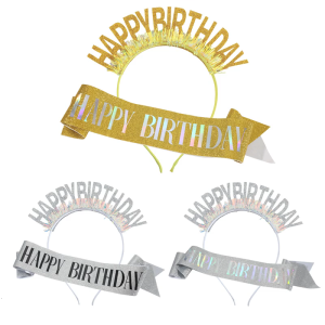 Birthday Headbands and Sash Set Luxurious Celebration Headwear Adjustable for Celebrations and Parties