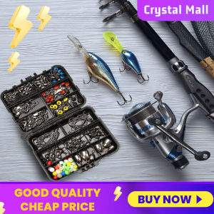 [Arrived within 3 days] 162pcs Fishing Accessories Kit Hooks Swivels Lead Fishing Sinker with Ring Carp Fishing Tackle Boxes