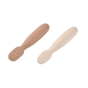 BEABA ช้อนหัดทานอาหาร Set of 2 Silicone Pre Spoons - Pralin / Clay