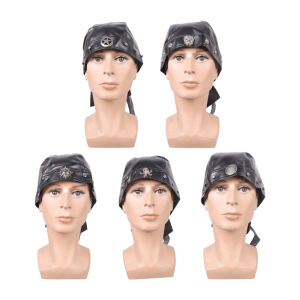 Gothicism Styles PU Leather Skull Cap with Adjustable Band Theme Party Accessory for Role Playing and Halloween Event