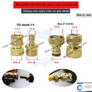 Combo Bộ khớp nối nhanh 1 BỘ VÀO và 1 BỘ RA của máy rửa xe mini gia đình