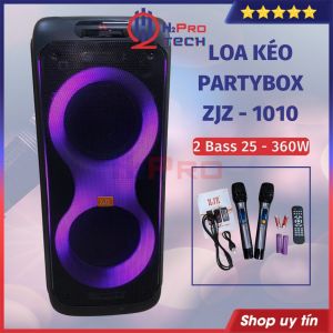 Loa Karaoke Di Động Partybox ZJZ 1010 2 Bass 25 Tặng 2 Mic Sạc Loa Kéo Công Suất Lớn 360W-H2Pro Tech