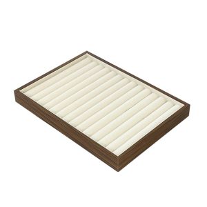 THANKSKY Gỗ nguyên khối Khay trưng bày trang sức bằng gỗ Lớp lót nhung Nhiều ngăn Hộp đựng dây chuyền cao cấp Tinh tế Có thể xếp chồng lên nhau Đĩa trưng bày dây chuyền Bàn trang điểm