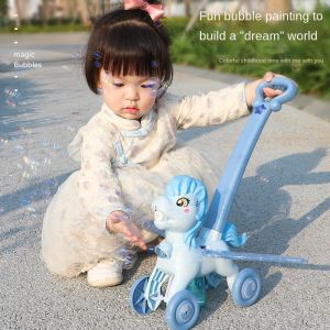 Internet Celebrity Bubble Machine Electric Pony Cart Music Light Childrens Toy Summer Bubble Water Soft Bullet Blaster Toy Camera Blowing Bubble Artifact Bubble Windmill Blower Toy