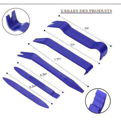 Powone 5PCS Auto Trim Removal Tool Kit No-Scratch Pry Tool Kit for Car Door Clip Panel Audio Dashboard kit