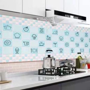 สติกเกอร์ติดผนัง สติกเกอร์กันน้ำมันกระเด็น กันความร้อน สำหรับติดผนังห้องครัว ขนาด 60*300 cm waterproof wall stick