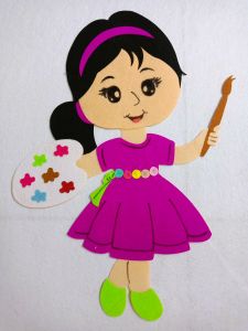 HÌNH RỜI  BÉ CẦM CỌ GÓC BÉ TẠO HÌNH MẦM NON(50CM)
