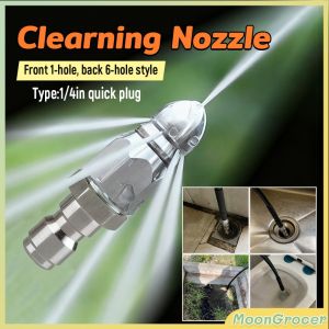 M.G.【Ready in Stock】 High Pressure Sprayer Nozzle Clean Sewer Aluminum Pressure Washer Quick Plug Drain Hose Nozzle Tool