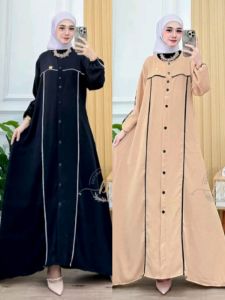 Gamis Baby Doll Lebaran Terbaru 2025 Gamis Swaroski Mewah Premium Gamis Full Kancing Lebaran dan Kondangan