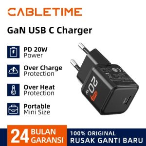 CABLETIME Adaptor Kepala Charger GaN PD Type C Fast Charging 20W 100W Series