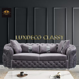PIEDMONT 3+2 CHESTERFIELD VELVET SOFA RANGE (GREY)