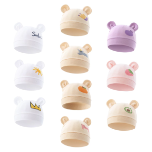 Baby Hospital Hat Comfortable Stretchy Newborns Fetal Caps Lovely Cartoon Brimless Bonnet for Boys Girls 0 to 3 Month