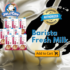 JOLLYCOW Barista Milk 1L x9 Pack - Premium Full-Cream Milk for Coffee & Latte Art Excellence