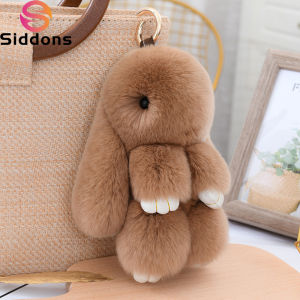 Sang trọng 15cm Móc khóa lông thỏ Rex thật đáng yêu Chơi thỏ chết Vòng chìa khóa cô gái Túi chìa khóa Trang trí cảm xúc Phụ kiện trang sức Quà tặng2026