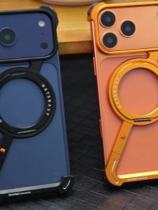 เคสศัพท์โลหะ Oatsbasf Magsafe สำหรับ iPhone 17 Pro/Pro Max/17/Air พร้อม 360 °   ขาตั้งหมุนได้ ชาร์จไร้สาย กันกระแทก
