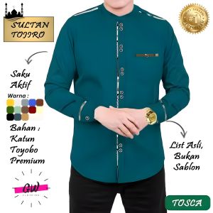 GW Kemeja Koko Sultan Tojiro Premium Bahan Toyobo Kemeja Koko Lengan Panjang Termurah - Abu-Abu