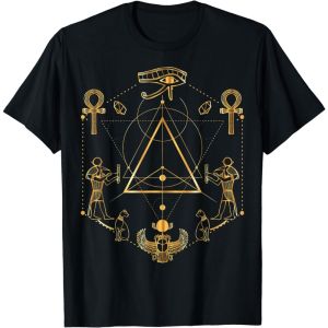 Eye of Horus Sacred Geometry Ancient Egypt Shirt Ankh Scarab Gift TShirt Egyptian Elements Creative Design Men Women Fashion Tee