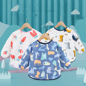 Áo yếm ăn dặm dài tay chống thấm mềm mại an toàn cho bé