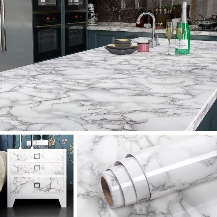 Green Marble Contact Paper for Countertops Waterproof Granite Marble Peel  and Stick Wallpaper Decorative Contact Paper Vinyl for Kitchen Cabinets