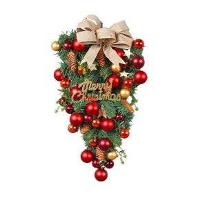 NEXTGENYUN Plastic Christmas Upside Down Tree Pendant with Decoration Ball Simulation Christmas Wreath Creative Bowknot Christmas Decorations