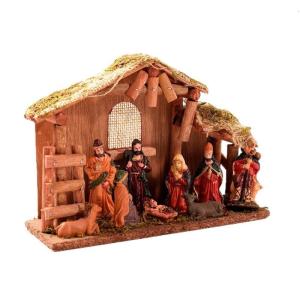 Christmas Nativity Figurines Resin Nativity Scene Statue with Stable Holy Family Statue Table Centerpieces Home Decors