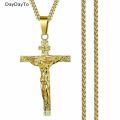 Mens Silver Stainless Steel Jesus Christ Crucifix Cross Pendant Necklace Chain necklace for men. 