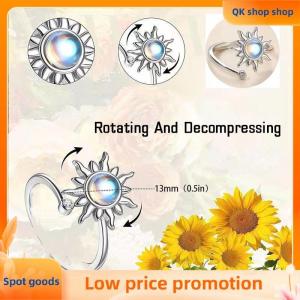 ✨QK shop✨ Rotatable Sun Rings For Women Anti Stress Anxiety Fidget Sunflower Sun Star Ring Party Aesthetic Jewelry Gift