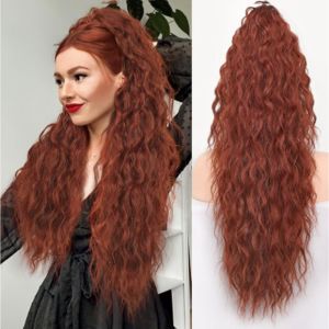 NBANLIKE Corn Perm Claw Clip Ponytail Wig Ponytail Extension Ombre Pony Tail Hairpiece Hair Accessories Clip in Long Wavy Curly Ponytail for Women