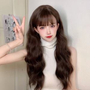 新款假发女长卷发大波浪空气刘海自然整顶假发头套现货 批发