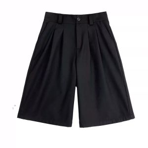 Mauroicardi Spring Summer Loose Casual Soft Black Pleated Shorts for Men Mens with High Waist Short Straight Pants Clothes 20262026