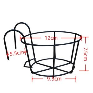 Garden Hanging Plant Iron Racks Balcony Round Flower Pot Rack Railing Fence
