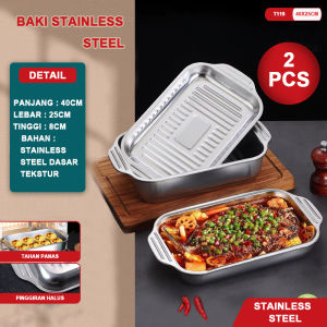 Baki Stainless Tebal Nampan Pemanggang Wadah Kotak Makanan Sayur Tahan Karat Multifungsi Food Box