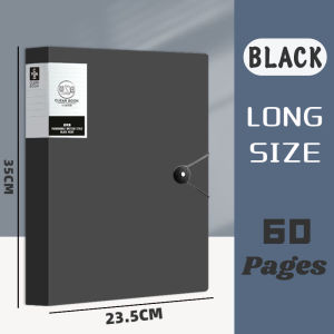 Clear Folder Long Clear Book Long Size Display Book Black 30/60/80/100 Pages File Organizer 35X23CM