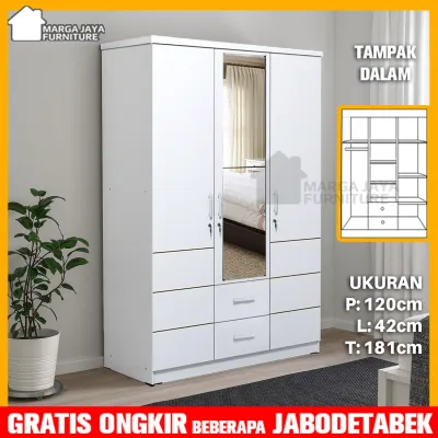 Lemari Pakaian Sliding 2 pintu Sonoma Marga Jaya Geser + Kaca Cermin