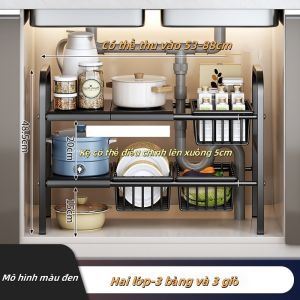 IBED Kệ Gầm Bếp Để Xoong Nồi Chảo Đa Năng Tiện Lợi Khung Inox Chắc Chắn