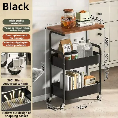 【🪑2-in-1 Side Table】SIXTYTHREE STORE Rolling Trolley Rack – Sofa Side Bedside Table Kitchen Cart Office Storage 可移动小桌