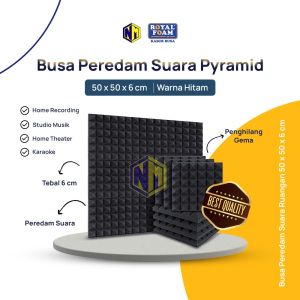 Busa Peredam Suara Pyramid - Peredam Suara Tebal 6 cm ukuran 50x50 cm busa hitam royal