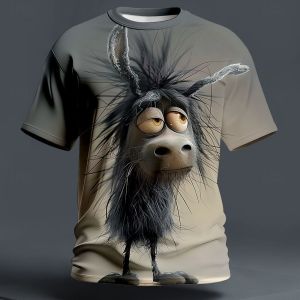 [Local Stock] VCC Funny 3D Animal Print Men T Shirt Casual O-neck Short Sleeve Top Cartoon Chick Pattern T-Shirts Fashion Trend Pullover Loose Tee