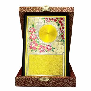 Songket Covered Box W/Wood Plaque LG-VB2484 HADIAH ANUGERAH CEMERLANG Plak Cenderahati