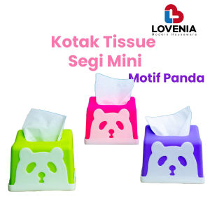 Lovenia Tempat Tissue Segi Mini Plastik Motif Panda Kotak Tisu estetik Persegi