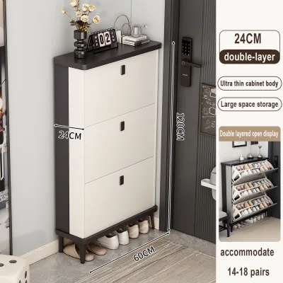 Shoe Rack Organize Cabinet 60/80/100CM Shoe Cabinet Wood Flip Shoe Cabine Storage ultra-thin Shoe Rack Cabinet Large Storage