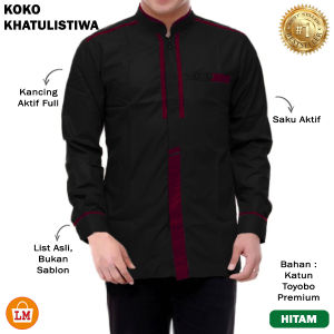 LPM 30356 Baju Pria Muslim KOKO KHATULISTIWA List Lengan Panjang Big Size Oversize M L XL XXL