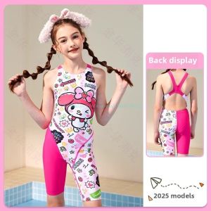 Zoke girlscompetition đào tạo áo tắm giai điệu in Clo kháng đồ bơi nhanh khô chất lượng cao Dài đến đầu gối Đồ bơi cho vận động viên trẻ