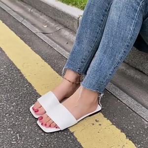 Plus Size WomenS Slippers 35-44 Korean Style New Fashionable Flat Sandals For Women Casual Slip-On Slippers