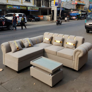 (FREE ONGKIR) Sofa L Putus Kancing / Sofa L Minimalis / Sofa L Santai Bahan Beludru